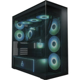 Arctic xtender vg midi tower behuizing (zwart (mat) | 2x usb-a | 1x usb-c | rgb | tempered glass)