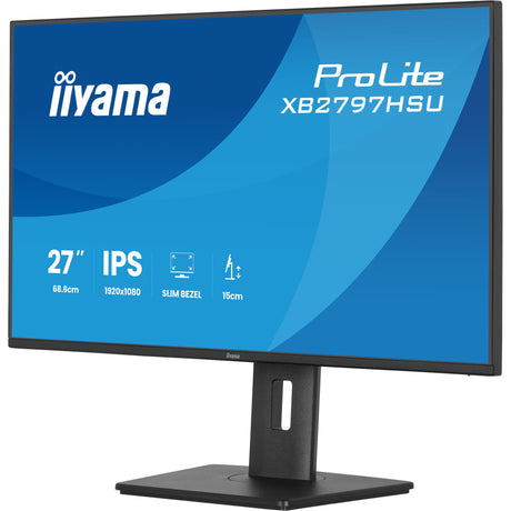 Iiyama prolite xb2797hsu-b1 27 monitor (zwart, 1x displayport, 1x hdmi, 2x usb-c, 2x usb-a, 120 hz)