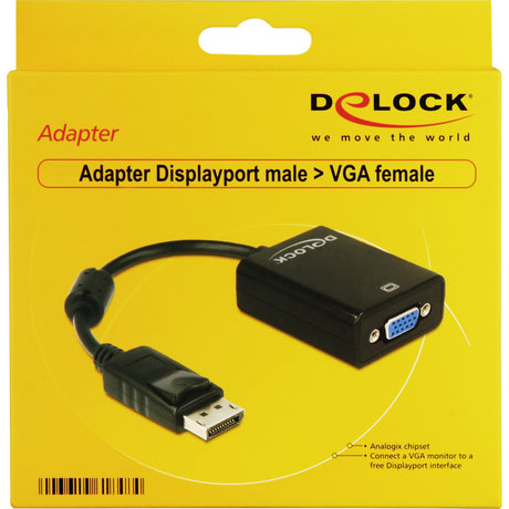 Delock adapter displayport 1.1 > vga (zwart)