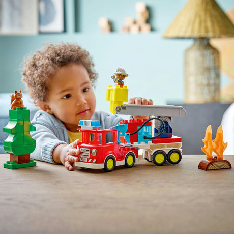 Lego duplo brandweertruck met slang en brandweerman educatief speelgoed voor kinderen 10473