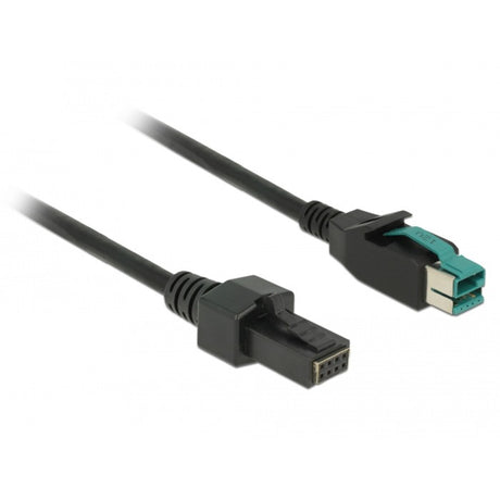 Delock poweredusb kabel male 12 v > 2 x 4 pin male voor pos printers en terminals (zwart, 2 meter)