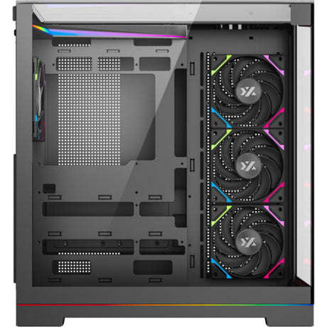 Xyz pc gear tesseract a-rgb midi tower behuizing (zwart | 2x usb-a | 1x usb-c | rgb | tempered glass)