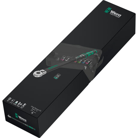 Wera click-torque c 3 set 2, 1 2 draaimomentsleutel (zwart groen, 11-delig, met omkeerbare ratel)