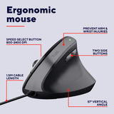 Trust bayo ii bedrade ergonomische muis (zwart, 800 dpi - 2400 dpi)