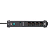 Brennenstuhl premium-line 60.000a stekkerdoos met overspanningsbeveiliging 4-voudig zwart 1,8m h05vv-f 3g1,5