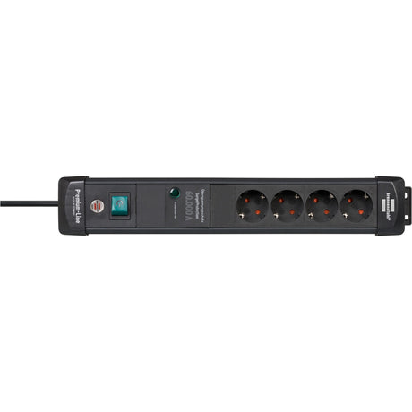 Brennenstuhl premium-line 60.000a stekkerdoos met overspanningsbeveiliging 4-voudig zwart 1,8m h05vv-f 3g1,5
