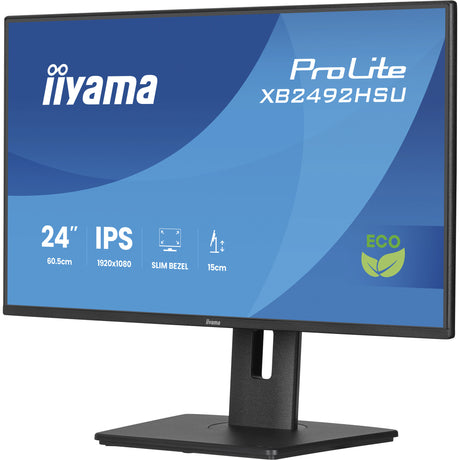 Iiyama prolite xb2492hsu-b1 24 monitor (zwart (mat), 1x displayport, 1x hdmi, 2x usb-a, 120 hz)