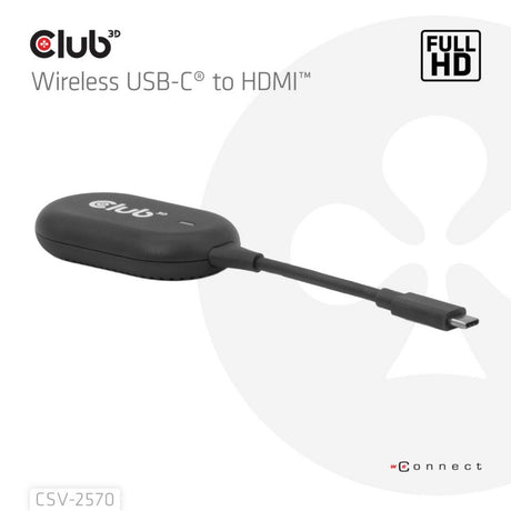Club 3d wireless usb-c to hdmi transmitter and receiver adapter (zwart)