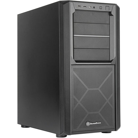 Silverstone sst-sed1-b midi tower behuizing (zwart | 2x usb-a | 1x usb-c)
