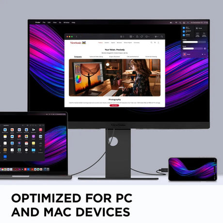 Viewsonic vp2788-5k mac-compatible 27 monitor (zwart, 1x displayport, 1x hdmi, 2x usb-c, 2x usb-a, 2x thunderbolt)