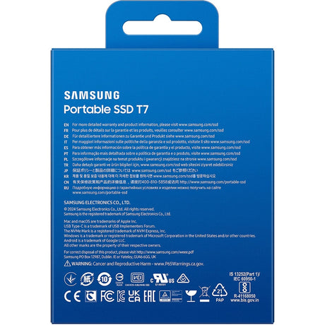 Samsung portable t7 4 tb externe ssd (grijs, mu-pc4t0t ww, usb-c 3.2 (10 gbit s))