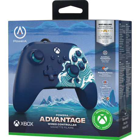 Powera advantage controller met kabel voor de xbox series x|s - watergolf (azuurblauw, xbox series x|s, xbox one, pc)