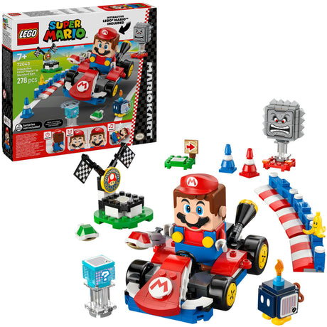 Lego super mario - mario kart - interactieve mario en standaardkart constructiespeelgoed (72043)