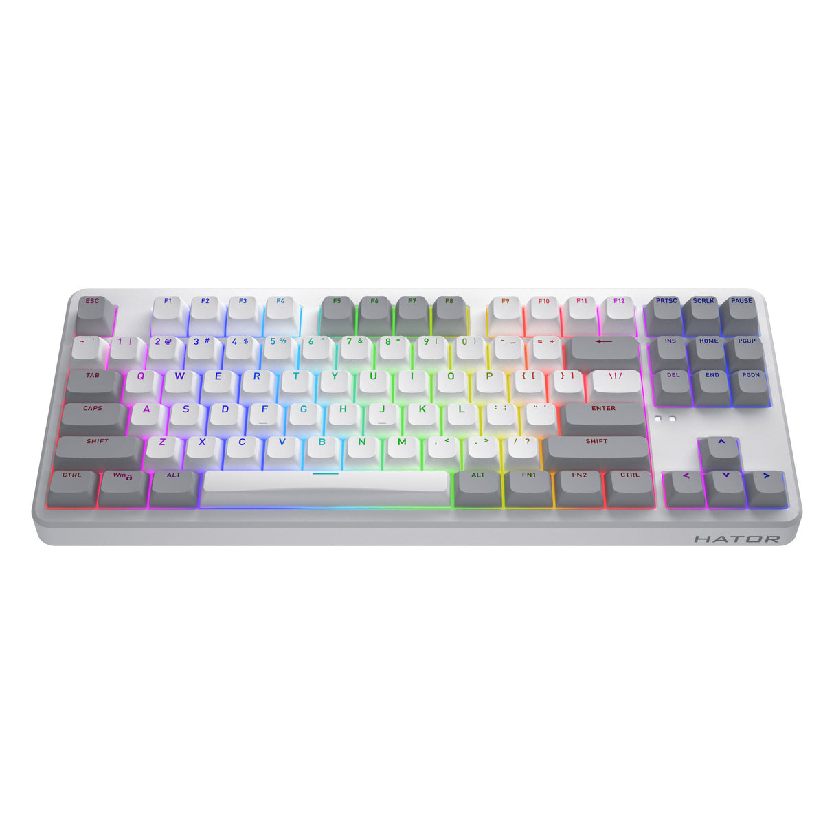Hator rockfall 3 tkl wireless rgb mechanisch gaming toetsenbord (wit, us lay-out (qwerty), hator aurum orange, 80% (tkl), rgb, pbt keycaps, hotswap, 2.4 ghz bluetooth usb-c)