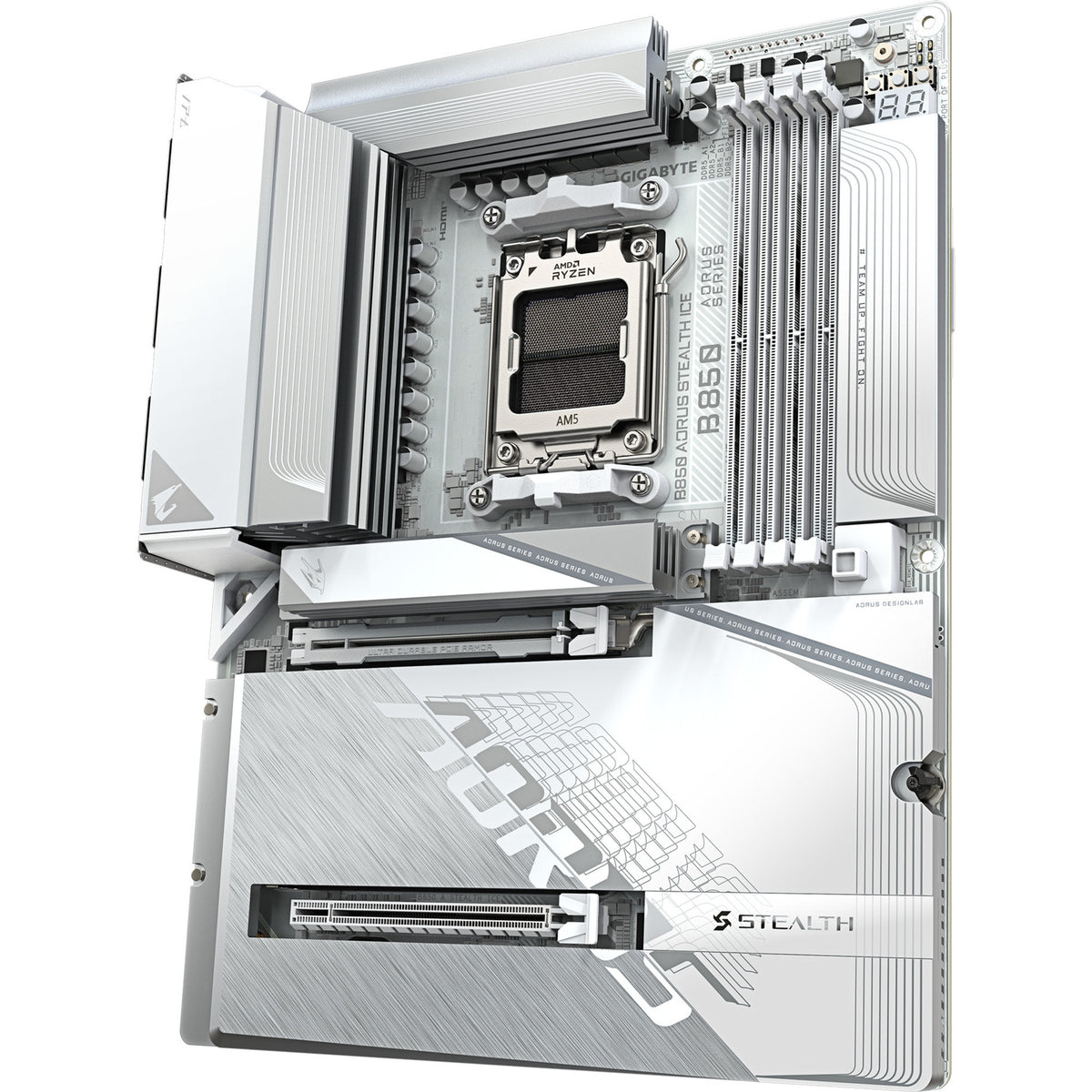 Gigabyte b850 aorus stealth ice socket am5 moederbord (wit, raid, 5gb-lan, wi-fi 7, bt, sound, atx)