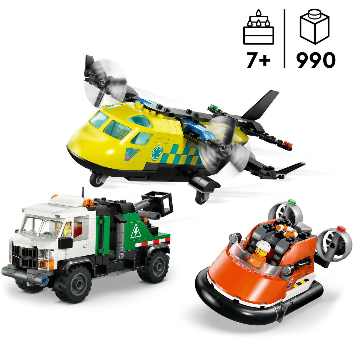 Lego city 60505 vliegtuig, servicewagen en hovercraft remix