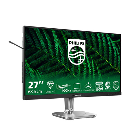 Philips 27b2g5601 27 monitor (zilver zwart, 1x displayport, 1x hdmi, 3x usb-c, 4x usb-a, 1x rj-45)