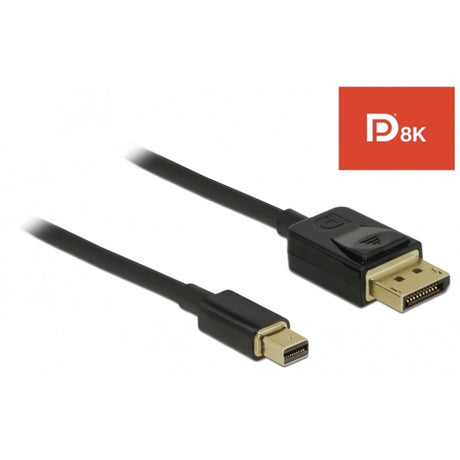 Delock mini displayport > displayport kabel (zwart, 1 meter, 8k 60 hz )