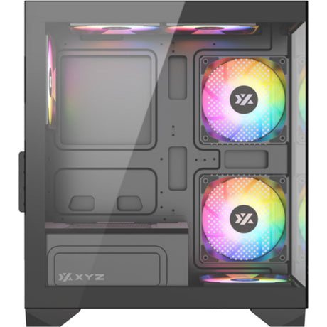 Xyz pc gear titanium view lite midi tower behuizing (zwart | 2x usb-a | tempered glass)