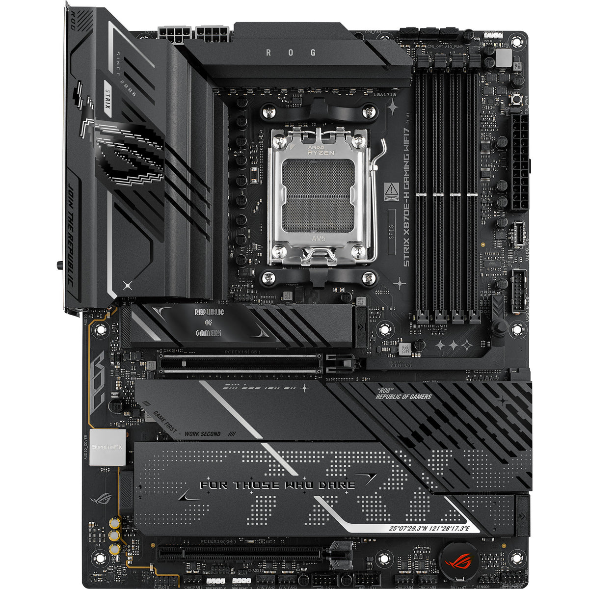 Asus rog strix x870e-h gaming wifi7 socket am5 moederbord (zwart, raid, 5gb-lan, wi-fi 7, bt, sound, atx)