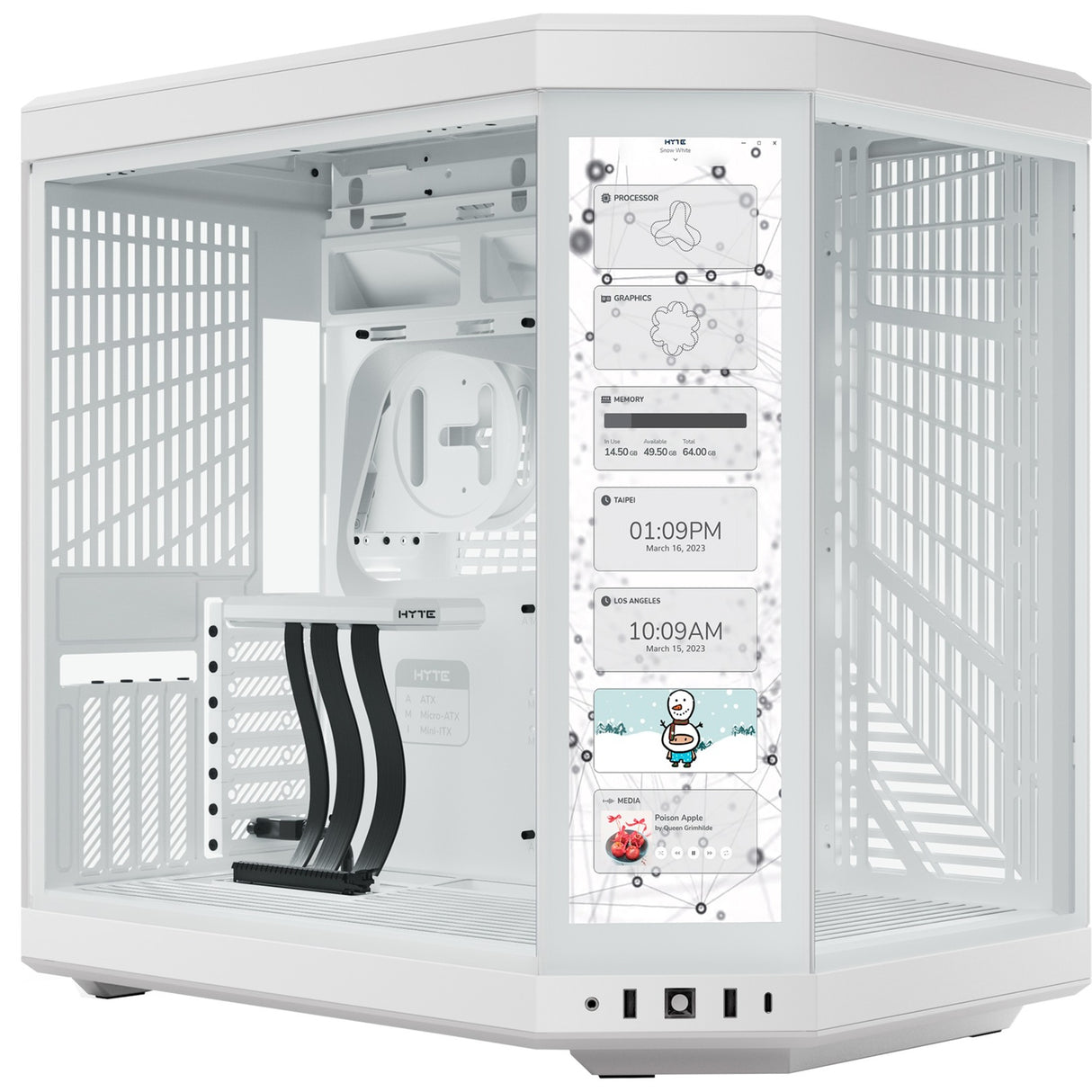 Hyte y70 touch infinite midi tower behuizing (wit | 2x usb-a | 1x usb-c | tempered glass)
