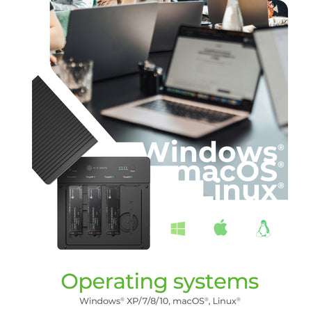 Icy box ib-4013mcl-c4 4-bays usb4 duplicator (1:3 klonen) dockingstation (zwart)