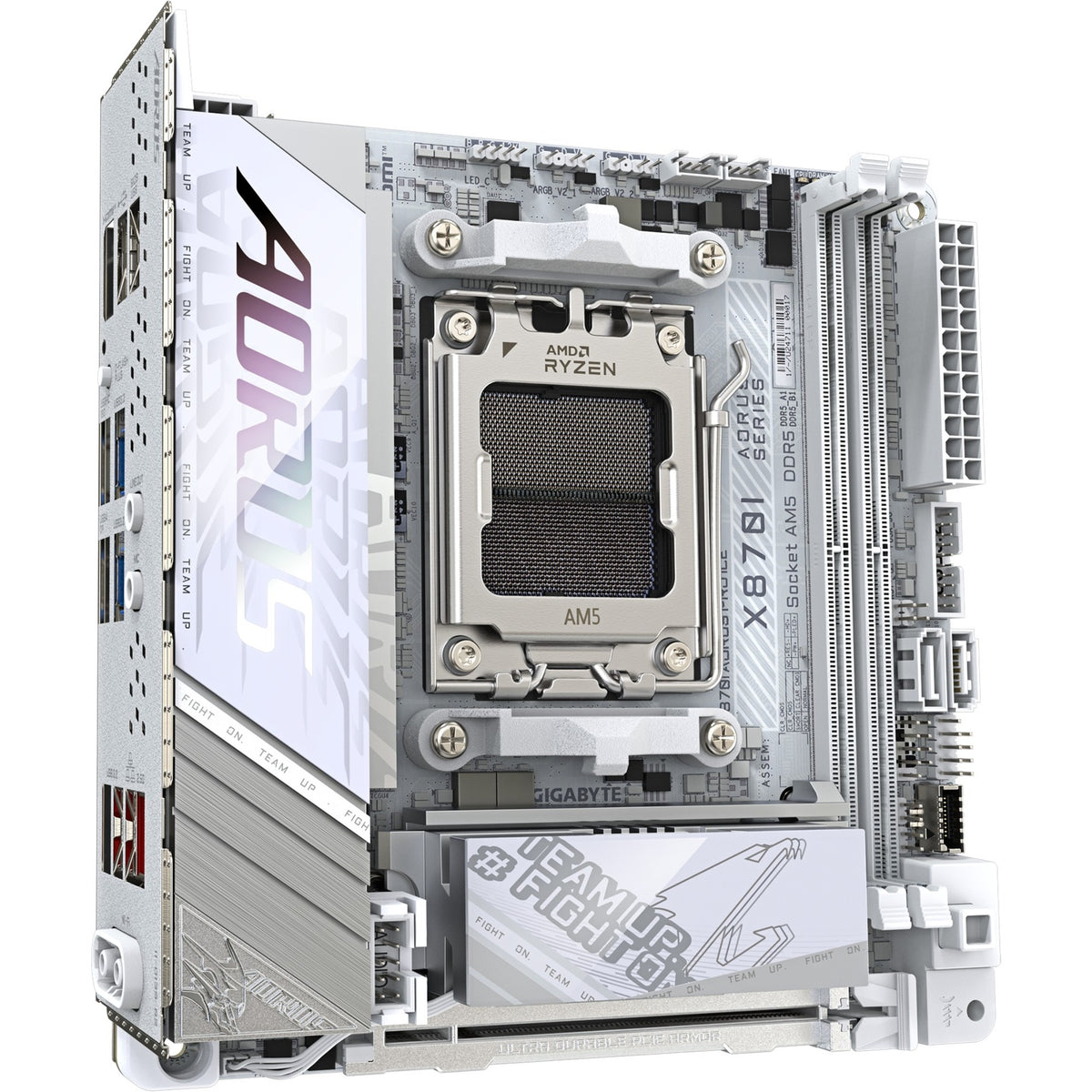 Gigabyte x870i aorus pro ice socket am5 moederbord (wit, raid, 2,5gb-lan, wi-fi 7, bt, sound, mini-itx)