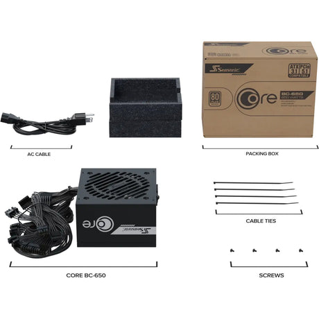 Seasonic core bc-650 atx 3.1 650 watt voeding (zwart, 2x pcie)