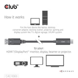 Club 3d displayport 1.4 to hdmi 4k60hz kabel adapter (zwart, hdr m m 2m)
