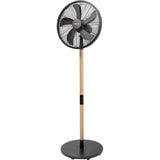 Bestron dfs45wb design statiefventilator (zwart houtkleur, ø 45 cm | stijlvol hout desgin)