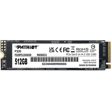 Patriot p320 512 gb ssd (pcie 3.0 x4, nvme 1.3, m.2 2280)