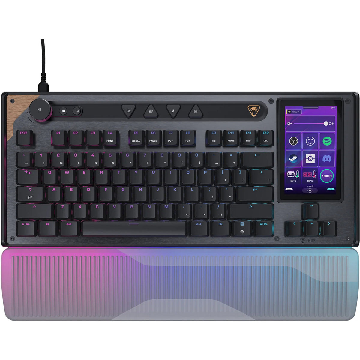 Turtle beach command series kb7-toetsenbord (zwart, us lay-out (qwerty), 80% (tkl), rgb, double shot pbt)
