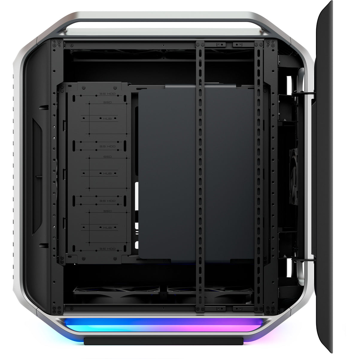 Cooler master cosmos alpha big tower behuizing (zwart zilver | 4x usb-a | 2x usb-c | rgb | tempered glass)