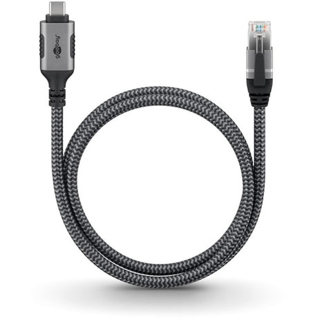 Goobay netwerkadapter usb-c 3.2 gen1 naar rj-45 (zwart zilver, 2 meter)