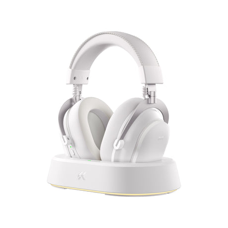 Mchose v9 turbo+ magnetic wireless over-ear gaming headset (wit zilver, nintendo switch, playstation 4, playstation 5, mobiel, pc, 2.4g bluetooth usb)
