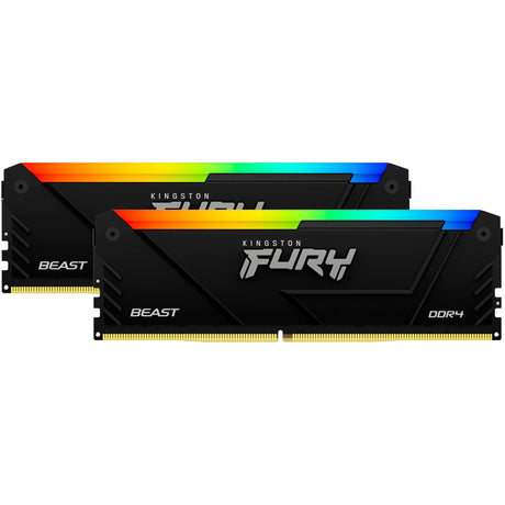 Kingston fury beast rgb 32 gb ddr4-3200 (2x 16 gb) werkgeheugen (zwart, kf432c16bb2ak2 32, xmp 2.0)