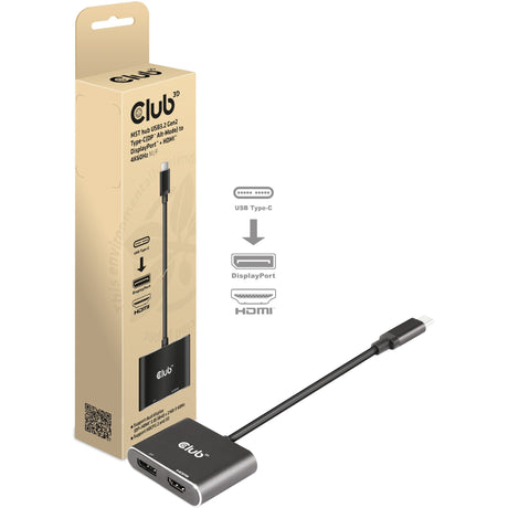 Club 3d usb-c (dp alt-mode) naar displayport + hdmi hub (zwart)