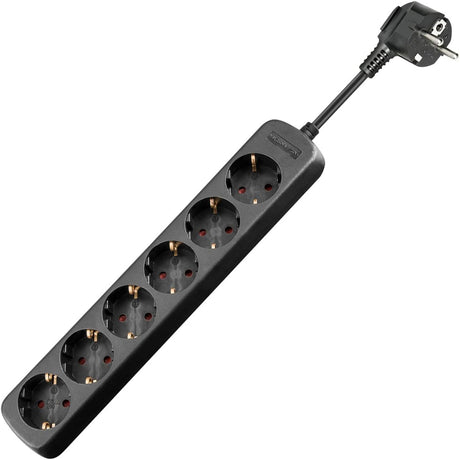 Goobay stekkerdoos met 6 stopcontacten stekkerdoos (zwart, kabellengte 3 meter)