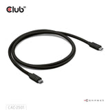 Club 3d gecertificeerde thunderbolt 5 kabel (zwart, 1 meter, 240 w)