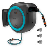 Gardena 35 m wand-slangenbox powerroll xl slanghaspel (grijs turquoise, 35 meter, accu en oplader niet inbegrepen, power for all alliance)