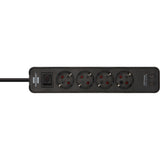 Brennenstuhl ecolor 4-voudige stekkerdoos met 2 usb-laadaansluitingen stekkerdoos (zwart, 2x usb-c)