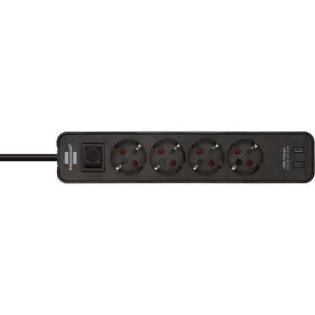 Brennenstuhl ecolor 4-voudige stekkerdoos met 2 usb-laadaansluitingen stekkerdoos (zwart, 2x usb-c)