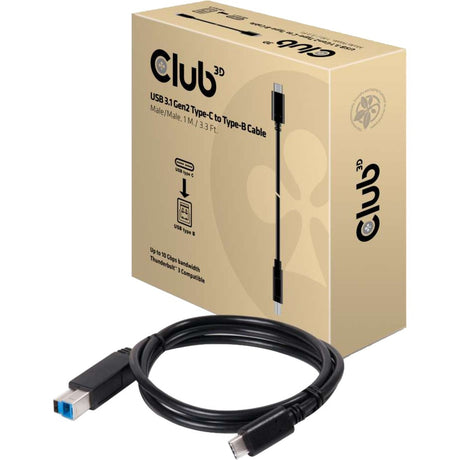 Club 3d usb-c 3.2 gen 2 naar usb-b kabel (zwart, 1 meter)