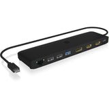 Icy box ib-dk2116-c 11-in-1 mobile dockingstation with triple video output (zwart, hdmi, displayport, lan, usb type-c)