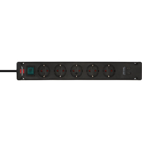 Brennenstuhl stekkerdoos 5-voudig met 2 usb c-laadpoorten (stekkerdoos usb c met schakelaar en 3m kabel, verdeeldoos voor wandmontage)