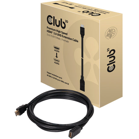 Club 3d premium high speed hdmi 2.0 extension kabel (zwart, 3 meter, cac-1321)