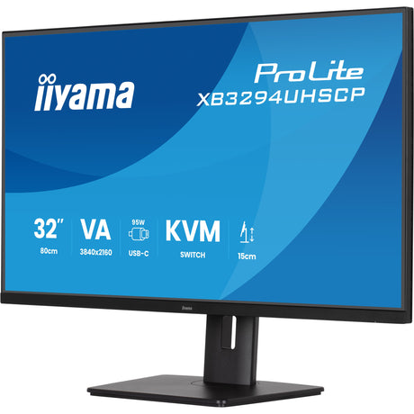 Iiyama prolite xb3294uhscp-b1 31.5 4k ultra hd monitor (zwart, 1x displayport, 2x hdmi, 3x usb-c, 2x usb-a)