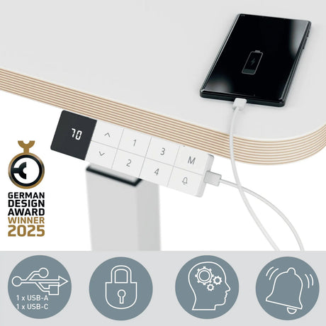 Leitz ergo zit sta bureau elektrisch - verstelbaar in hoogte - klein bureau - met geheugenfunctie - 80 x 60 cm - wit