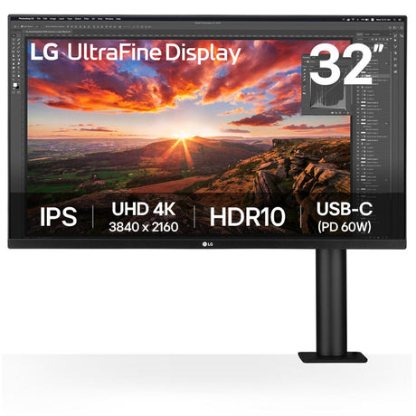 Lg ergo ips monitor met usb type-c 31.5 4k uhd (zwart, 2x hdmi, 1x displayport)