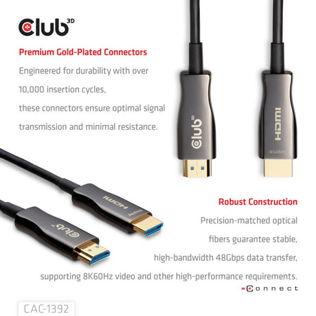 Club 3d hdmi hybride aoc kabel (zwart, 30 meter)